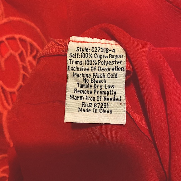 Johnny Was Arlene embroidered boho Appliqué long sleeve tunic top red Medium - Picture 10 of 10